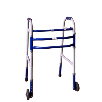 Walker with straight movementum wheels